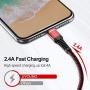Heavy Duty Charger Cable, 3Pack 6ft USB Charging Cable, Braided Nylon Long Charger Cord Compatible with iPhone 11/11 Pro/X/Xs Max/XR / 8/8 Plus / 7/7 Plus/6/6S/6plus /iPad Mini-Red