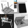 Laptop Desk for Bed Laptop Tray Table Foldable Stand Desk with Cooling Fan, 4 Port USB Hub, Adjustable LED Light, Mouse Pad and Storage Box for Working, Reading on Bed Couch Sofa (Grey)