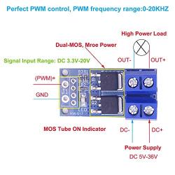 Huayao10PCS DC 5V-36V 15A(Max 30A) 400W Dual High-Power MOSFET Trigger Switch Drive Module 0-20KHz PWM Adjustment Electronic Switch Control Board Motor Speed Control Lamp Brightness Control