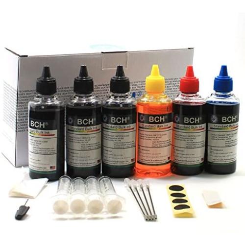 Printer Ink by BCH - Compatible to Refill All CAN Printers: MG PG 240 243 245 CL 241 244 246 XL Inkjet Cartridge - Bulk Standard Grade 100 ml x 6 (Total 600 ml)