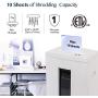 WOLVERINE 10-Sheet Super Micro Cut High Security Level P-5 Heavy Duty Paper/CD/Card Ultra Quiet Shredder for Home Office by 40 Mins Running Time and 6 Gallons Pullout Waste Bin SD9112(White ETL)