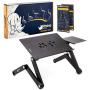 Adjustable Laptop Stand - Use It as a Foldable Standing Desk at The Office, Portable Computer Holder for Writing, Cozy Desk in Bed or on The Sofa - Laptop Table with Cooling Fans - Great as a Gift