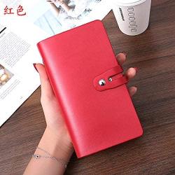 Leather Business Card Organizer, RFID Blocking Credit Card Holder, Professional Business Card Holder and Name Card Book, Credit Card Protector - Holds 96 Cards (Red)