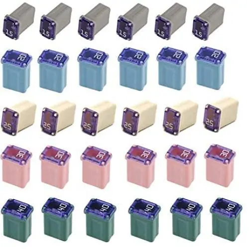 30 Pack Micro Cartridge Fuses Mcase Type Fuse 15amp 20amp 25amp 30amp 40amp for Cars, Trucks, and SUV