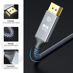 DisplayPort to HDMI Cable,Capshi [4K UHD] Uni-Directional Nylon Braided Gold-Plated DP to HDMI Cord Display Port to HDMI Male Connector -3 Feet