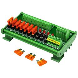 Electronics-Salon DIN Rail Mount 10 Position Power Distribution Fuse Module Board, for AC/DC 5~32V