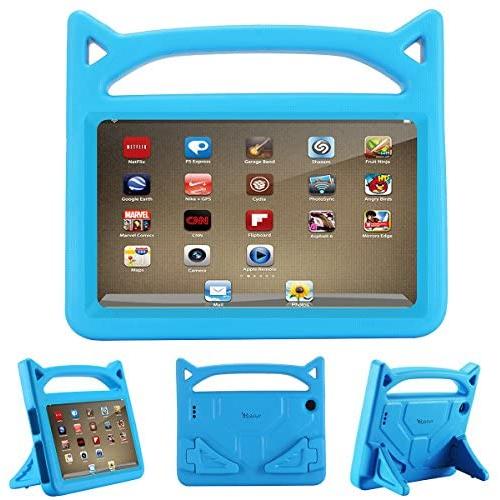 Riaour Tablet 7 Case for Kids All-New 7 Tablet Case (9th Gen/7th Gen/5th Gen, 2019 2017 2015 Release) Anti Slip Shockproof Light Weight Kids Friendly Protective Case (Blue)