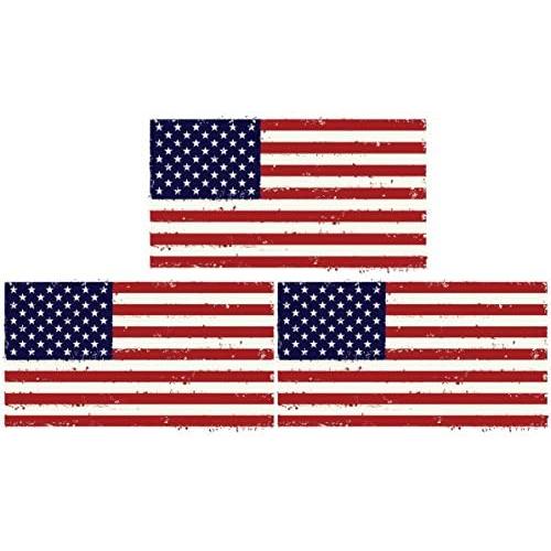 SecurePro Products - 3 Pack - Large 4'' x 6'' Rectangular Tattered United States American Flag Decal Stickers; Premium Quality Heavy-Duty 3M USA Vinyl, Die-Cut, Screen Printed, Adhesive on Back