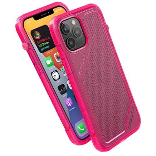 Vibe Series Case Designed for iPhone 12 Pro Max, Patented Rotating Mute Switch, Compatible with MagSafe, 10ft Drop Proof, Crux Accessories Attachment System - Neon Pink