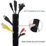 Cable Management Sleeve, 19.5 inch Cord Organizer Cable Wrap Wires Cover Sleeves Wraps Wire Hider System with Zipper for TV Computer PC Desk Home 4 Pack