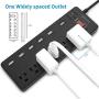 Power Strip,Wohtr Surge Protector with 6 AC Outlets & 6 USB Charging Ports,1875W/15A,6 Feet Flat Plug Extension Cord for Multiple Devices Smartphone Tablets Home Office, Hotel- Black…