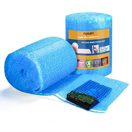 Fuxury Blue Anti-Static Bubble Pouches 7.5x7.5 Inch,2 Rolls 50 Packs Total Anti-Static Bubble Cushioning Wrap Pouch Bag Roll Bubble Bags Pouches