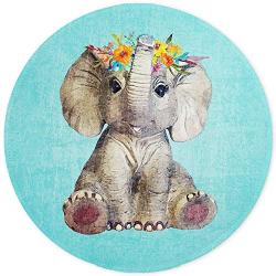 ITNRSIIET [20% Larger] Mouse Pad with Stitched Edge Premium-Textured Mouse Mat Waterproof Non-Slip Rubber Base Round Mousepad for Laptop Computer PC Office 8.7×8.7×0.12 inches Baby Elephant