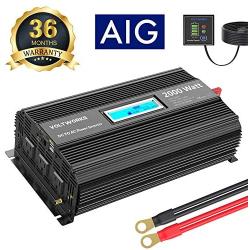 Power Inverter 2000w DC 12V to AC 120V Modified Sine Wave Inverter with LCD Display Remote Control and 3AC Outlets Dual 2.4A USB Ports for Car RV Truck Boat[3 Years Warranty] by VOLTWORKS