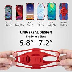 Bone Bike Tie 3, Universal Bike Phone Mount for Handlebar, Bicycle Motorcycle Phone Holder for iPhone 12 Pro Max Mini 11 Pro Max XS X XR SE 8 7 6 Plus, Galaxy Note10 9 S10 9 8, Phone 5.8”-7.2” (Red)