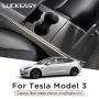 LUCKEASY Car Central Control Panel Protective Patch for Tesla Model 3 2017-2020 Real Carbon Fiber (Matt) 3pcs/Set