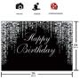 Funnytree 7x5ft Happy Birthday Party Backdrop Silver Glitter Bokeh Sequin Spots Photography Background Sparkle Shining Dots Girl Lady Baby Banner Cake Table Decoration Photo Booth