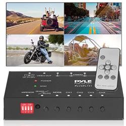 4-Channel Car Video Splitter Controller - Digital Picture Video Signal Switcher with Quad Selectable for Backup Camera Video Monitor Systems CCTV Camera, PAL/NTSC Auto Adapting - Pyle PLVSPLT41