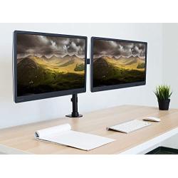 Mount-It! Dual Monitor Mount | Double Monitor Desk Stand Arm | Fits 2 Computer Screens 17 19 20 21 22 24 27 Inch | Two VESA 75 100 Compatible Displays | C-Clamp and Grommet Bases Included