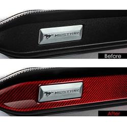 Car Styling Carbon Fiber Interior Car Dashboard Decoration Strip Center Console Custom 3D Sticker for Ford Mustang 2015 2016 2017 2018 2019 Accessories (1 Piece Red)