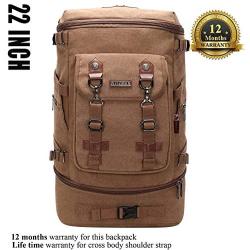 WITZMAN Travel Backpack for Men Women Canvas Backpack Carry on Luggage Rucksack Convertible Duffel Bag Large (A568 Brown)