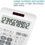 Calculator,ONXE DC116 Standard Function Desktop Calculator with Dual Power Supply and 12-bit Large Display (White)