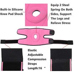 Greententljs Pair of Knee Brace Holder with Side Stabilizers - Adjustable Strap Breathable Knee Brace Patella Gel Pads for Knee Support (2Pcs Pink)
