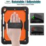 SEYMAC stock Case for iPad 8th/7th Generation,iPad 10.2 Case [Full-Body] Protective Case with [360 Degrees Rotating Stand] & Strap [Pencil Holder] for iPad 8th/7th Generation 2020/2019 (Orange+Black)