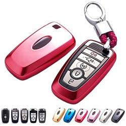 TPU Key Fob Cover Case Remote Holder Skin Protector for 2017 Ford Fusion F250 F350 F450 F550 2018 Edge Explorer (Red)