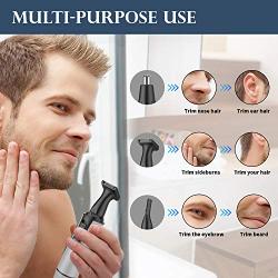 Ear and Nose Hair Trimmer 2021 Professional Painless Eyebrow Facial Ear Hair Trimmer Clipper for Men and Women,Battery-Operated IPX7 Waterproof Dual Edge Blades for Easy Cleansing (Sliver)
