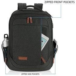 KROSER Laptop Backpack Large Computer Backpack Fits up to 15.6 Inch Laptop with USB Charging Port Water-Repellent School Travel Backpack Casual Daypack for Business/College/Women/Men-Charcoal Black