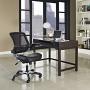 Modway Edge Mesh Back and White Vinyl Seat Office Chair With Flip-Up Arms - Computer Desks in Black