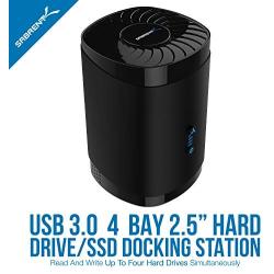Sabrent USB 3.0 4 Bay 2.5” Hard Drive/SSD Docking Station with Fan (DS-4SSD)