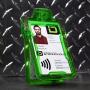 Identity Stronghold - Secure RFID Badge Holder for 1 Card - Heavy Duty Hard Plastic ID Badge Holder - USA Molded and Assembled - FIPS 201 Approved RFID Blocking Security - Green