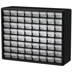 Akro-Mils 64 Drawer 10164, Plastic Parts Storage Hardware and Craft Cabinet, (20-Inch W x 6-Inch D x 16-Inch H), Black