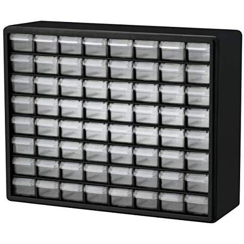 Akro-Mils 64 Drawer 10164, Plastic Parts Storage Hardware and Craft Cabinet, (20-Inch W x 6-Inch D x 16-Inch H), Black