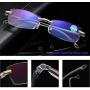 KoKoBin Blue Light Blocking Men - 2 Pair Computer Reading Glasses Rimless Readers Lightweight Anti Eyestrain, 2.50 Strength