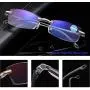KoKoBin Blue Light Blocking Men - 2 Pair Computer Reading Glasses Rimless Readers Lightweight Anti Eyestrain, 2.50 Strength