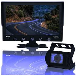 Backup Rearview Camera Monitor System - Car Truck Reverse Parking Waterproof Monitor Kit w/ 9'' LCD Display Monitor, Night Vision, Anti-Glare, for Truck, Trailer, Vans, DC 12-24V - Pyle