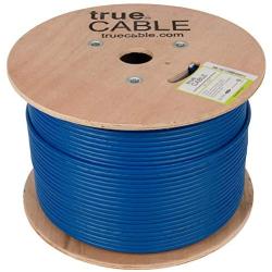 trueCABLE Cat6A Shielded Plenum (CMP), 1000ft, Blue, 23AWG Solid Bare Copper, 750MHz, ETL Listed, Overall Foil Shield (FTP), Bulk Ethernet Cable