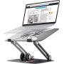 Skrebba Laptop Stand, EPN Laptop Riser with Heat-Vent to Elevate Laptop, Adjustable Height Laptop Stand Holder with Slide-Proof Silicone and Protective Hooks, for MacBook Pro/Air (Dark Grey)