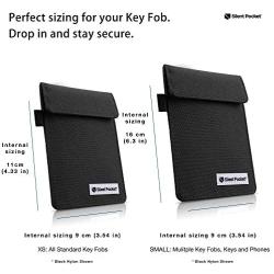 Silent Pocket Signal Blocking Faraday Key Fob Case - Car Anti Theft Device Shielding Against All Signal Types, Including RFID Blocking & Durable Faraday Bag, Fits Most Car Keyfobs (Black, Small)