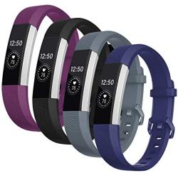 Welltin Bands Compatible with Fitbit Alta/Alta HR for Women and Men(4 Pack), Classic Soft Silicone Sport Strap Replacement Wristband for Fitbit Alta/Alta HR/Fitbit,Small Large