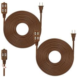 25 Feet Brown Extension Cord, 3 Outlet, 2 Prong, 16 Gauge Cable, Heavy Duty, Indoor use, (2 Pack) - by Revpex