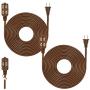 25 Feet Brown Extension Cord, 3 Outlet, 2 Prong, 16 Gauge Cable, Heavy Duty, Indoor use, (2 Pack) - by Revpex
