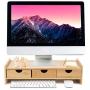 Monitor Stand Riser Desk Organizer-Bamboo 2 Tier Laptop Stand with Drawers, Adjustable Desktop Storage Organizer for TV,Computer, Printer, Cellphone-Use in Office,Home/Reduce Neck &Eye Strain(Basic)
