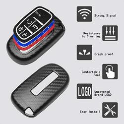 TANGSEN Smart Key Fob Personalized Case Protective Cover for DODGE RAM for JEEP CHEROKEE 3 4 5 Button Keyless Entry Remote 3D Carbon Fiber ABS Plastic Emboss Silicone Rubber