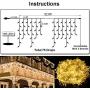 Led Icicle Lights Outdoor Christmas Decorations Lights 400LED 8 Modes Icicle Christmas Lights, Outdoor Fairy String Lights for Christmas, Party, Holiday Decorations (Warm White)