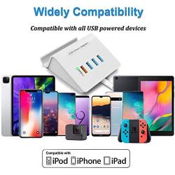 USB Quick Charger Multiple USB Desktop Charging Station 4-Port QC 3.0 Fast Charger for iPhone 11 Pro XS XR X 8 7 Plus SE,iPad Air Mini Pro,Samsung S10 S9 S8,Note 20 10 9,LG,HTC,Nexus,Pixel and More