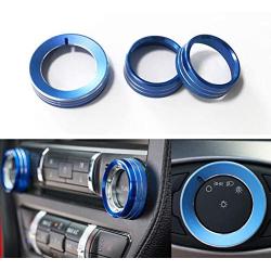 TopDall Blue Aluminum Headlight Volume Tune Control Knob Cover Ring Trim Interior Accessories for Ford Mustang